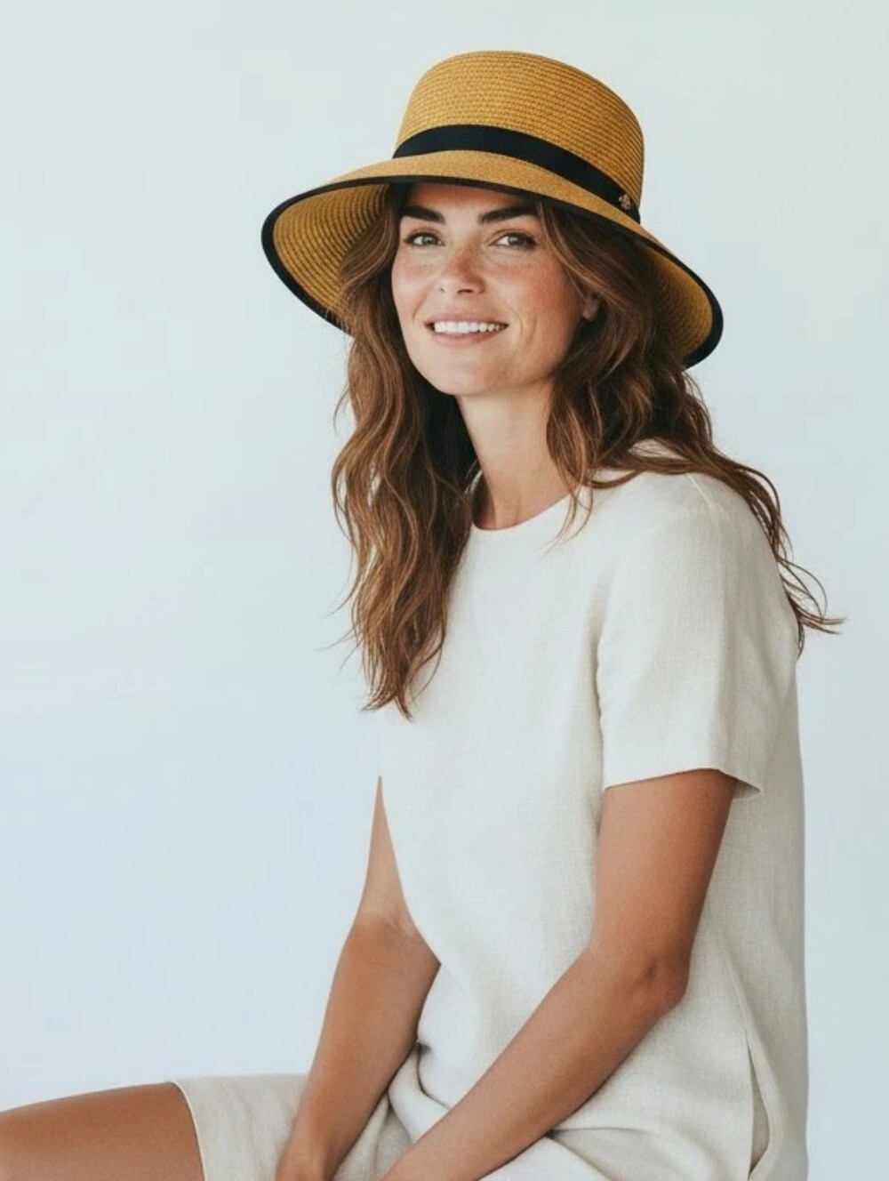 Capelli Toyo Straw Sun Hat Adjustable Velcro Back Band
